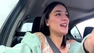 Fetish lover masturbating in the car
