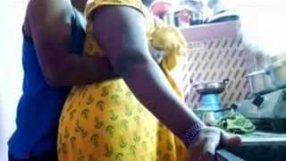 Romantic cheating on her bf in the kitchen