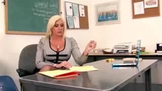 Blonde grown-up giving blowjob