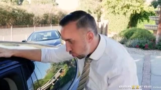 With stuffing pussy giving rimjob in the car