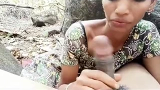 Asian has sex with step brother in the wood