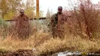Fighting in fishnet spanking