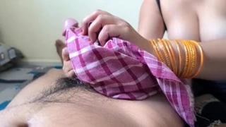 Naked babe has sex